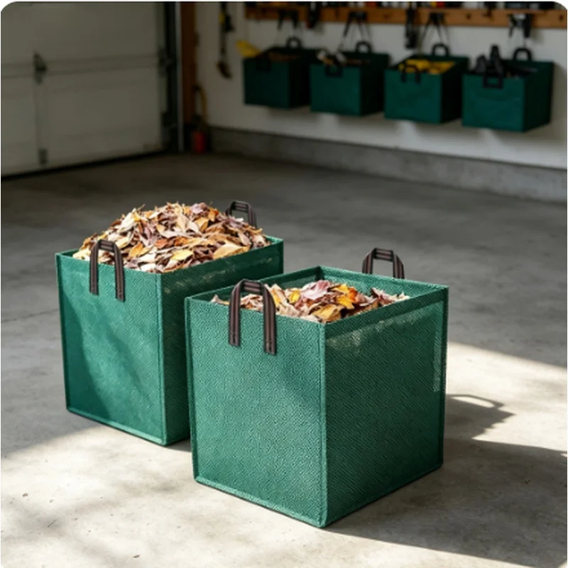 60/125L Heavy Duty Garden Storage Bag Puncture Resistant Reusable Leaf Collection Bag with Reinforced Handles Lawn Waste Organiz