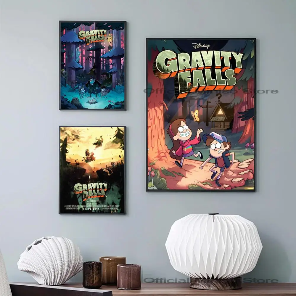 1pc Classic Gravity Falls Movie Poster Self-adhesive Art Waterproof Paper Sticker Coffee House Bar Room Wall Decor