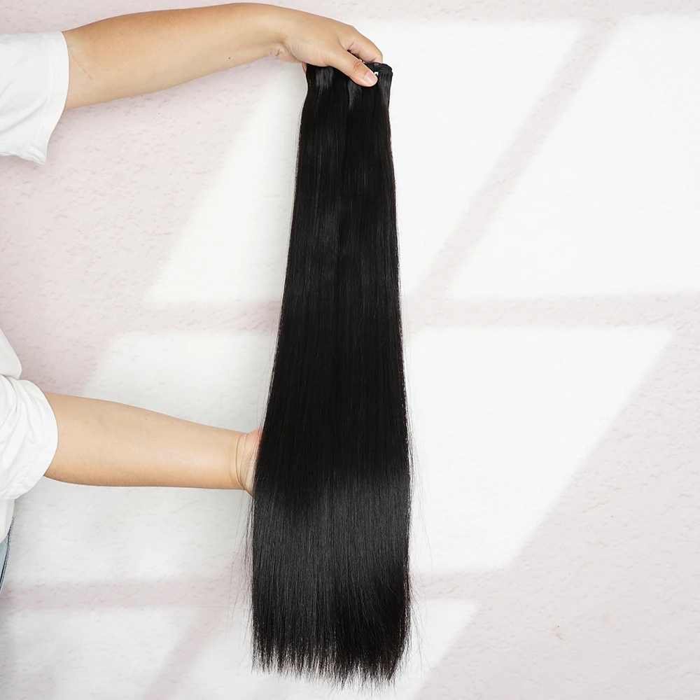 15A 베트남어 뼈 직선 버진 헤어 번들 슈퍼 더블 그려진 인간의 머리카락 번들 전체 원시 머리 확장