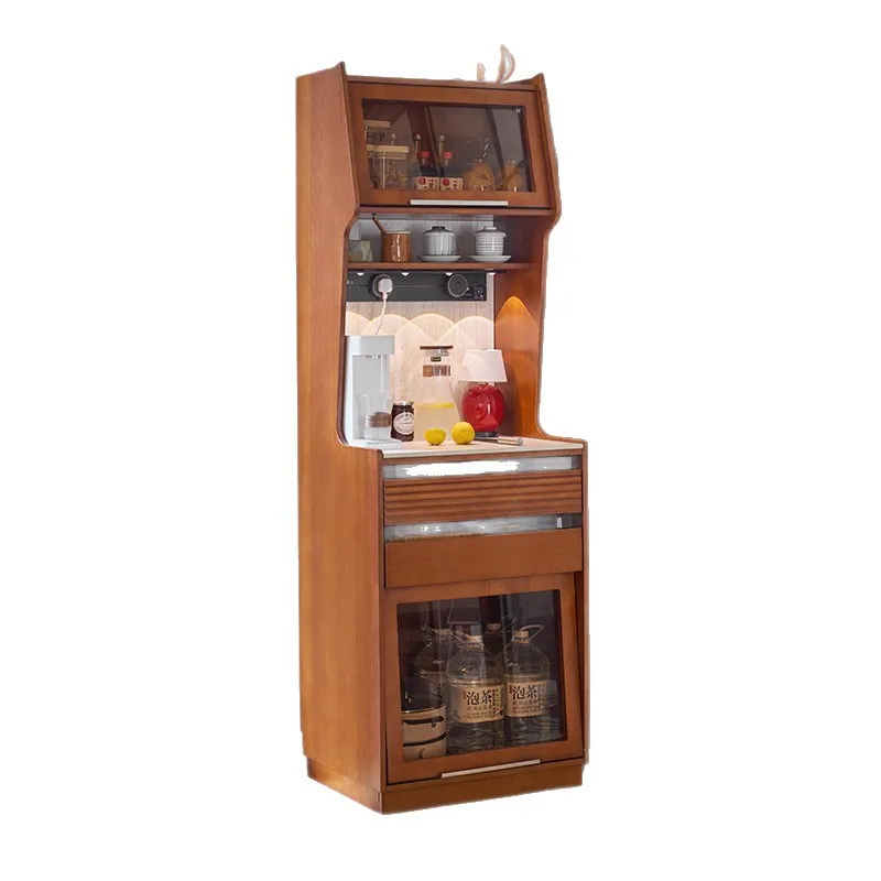 

Solid wood dining side cabinet integrated locker against the wall Small apartment medium and ancient style