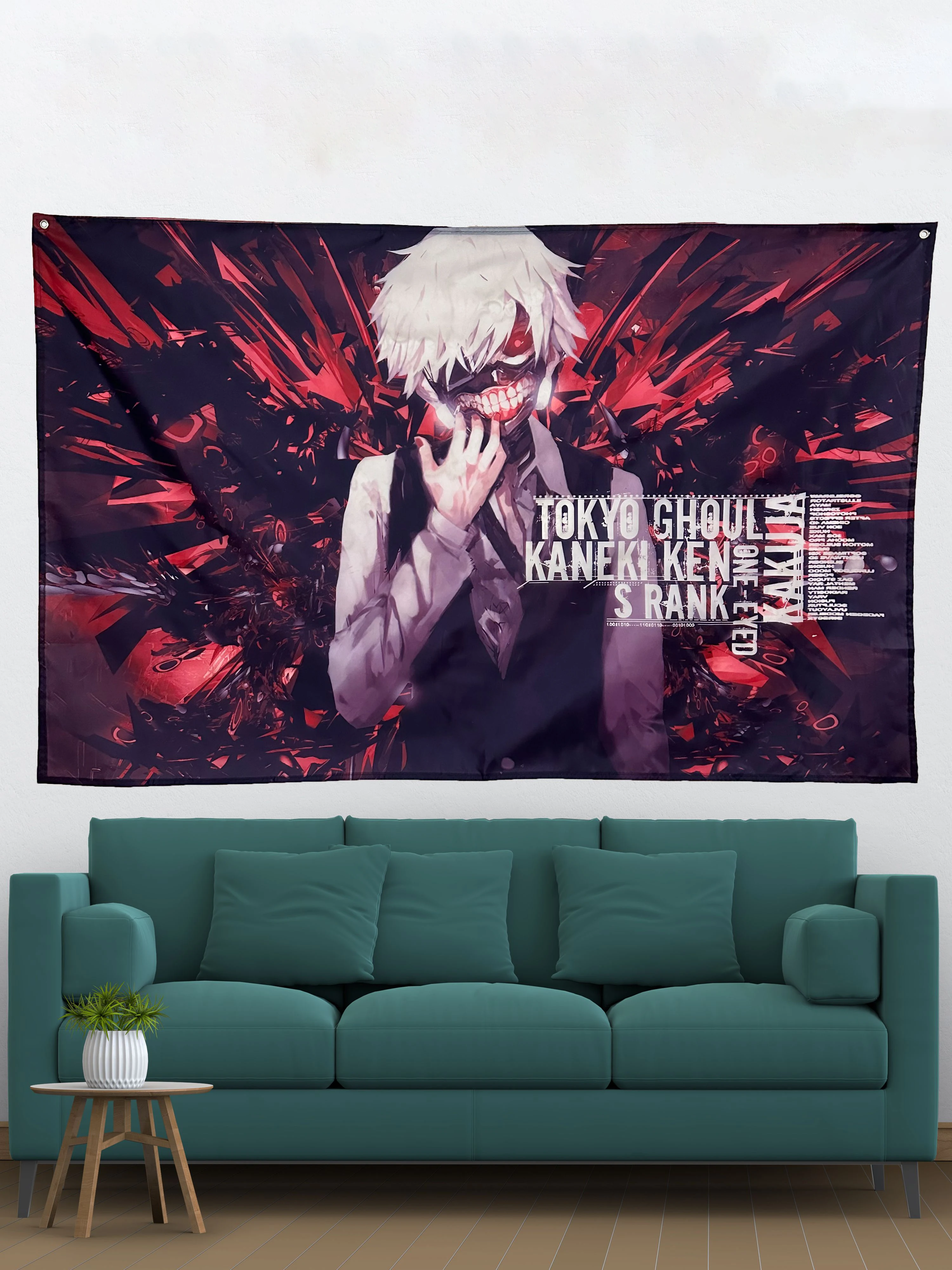 T-Tokyo Ghoul Kaneki Ken Anime Tapestry Wall Hanging Aesthetic Room Decor Cool Room Stuff Background Cloth for Bedroom Dorm Fans