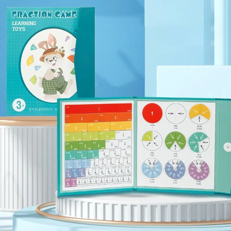 Magnetic Fraction Demonstration Book with Tiles Fractions Manipulatives Score Disk Demonstrator for Educational Tools