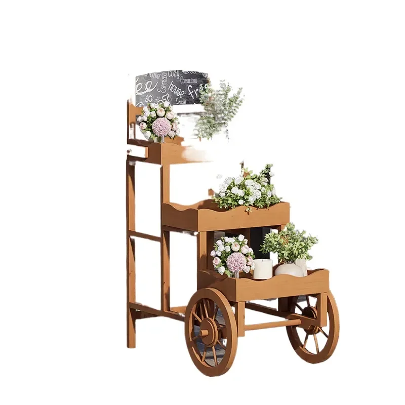 for American flower street stall solid wood decorative flower stand garden balcony creative greenhouse display stand