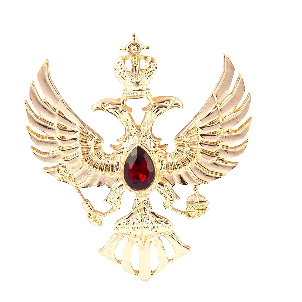 Russian Double Headed Eagle Brooches Crown Jewel Men's Suit Coat Badge Collar Pin Corsage Jewelry for Party Clothing Accessories