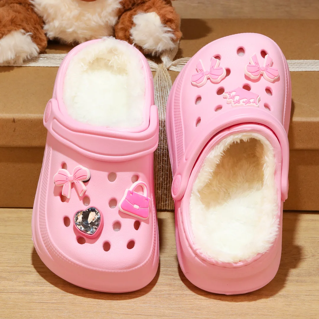 Kinder-Clogs und -Mules mit Fellfutter, leichte Garten-Schuhe mit Baumwollfutter, warme Hausschuhe für Jungen, Mädchen und Kleinkinder, 168. – Detail 13