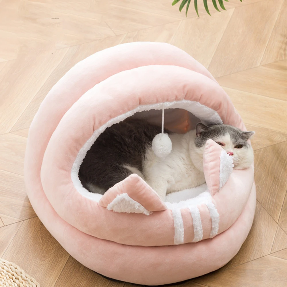 

Foldable Kennel Semi-open Shell Nest Cat Bed Winter Cat Tent Cat Condos Small Dog House Chihuahua Cave for Cat Supplies Mascotas