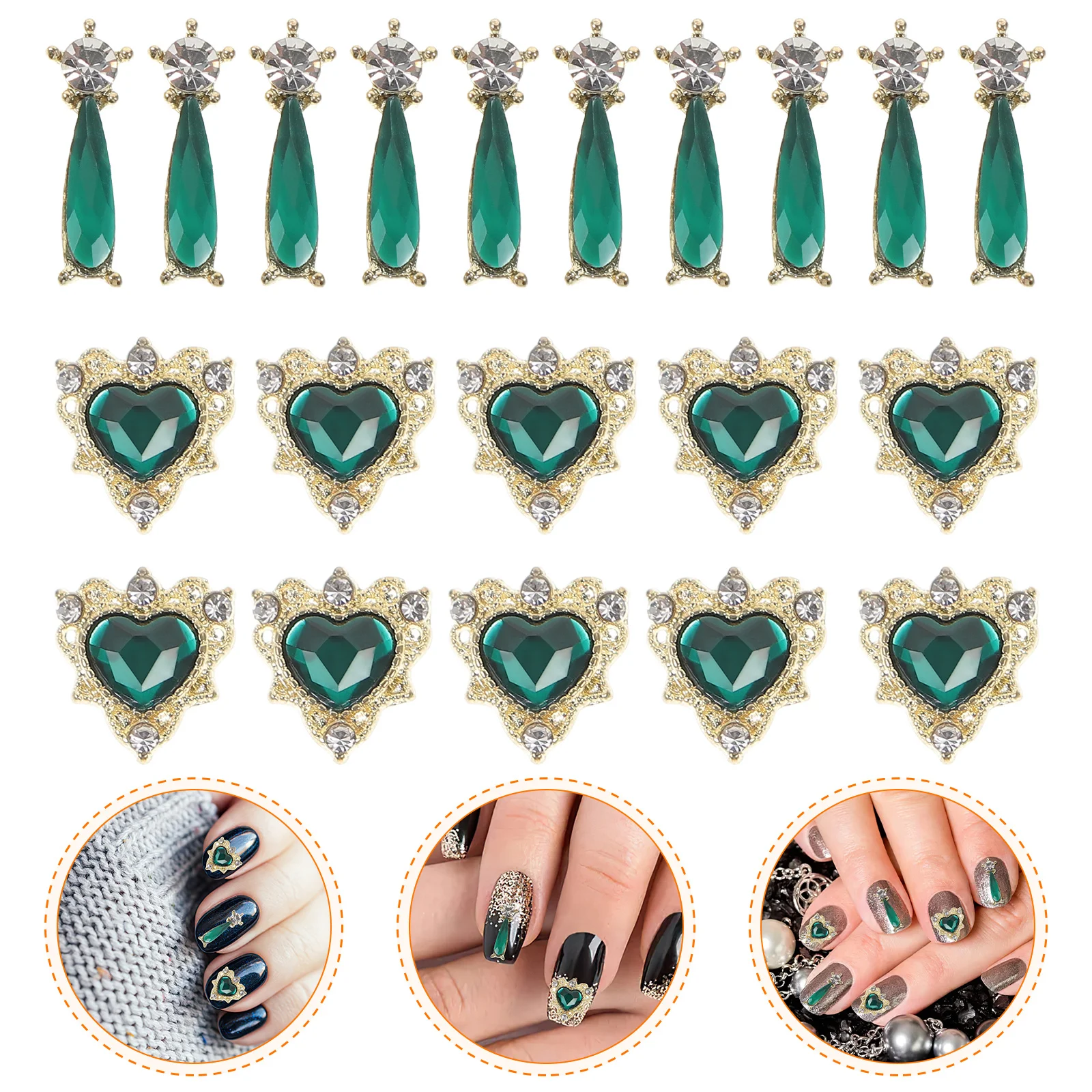 

20pcs Alloy Charms Glass Diy Manicure Decorations For Fake Nails Women Halloween Nail Art Supplies Kawaii Nail Gems