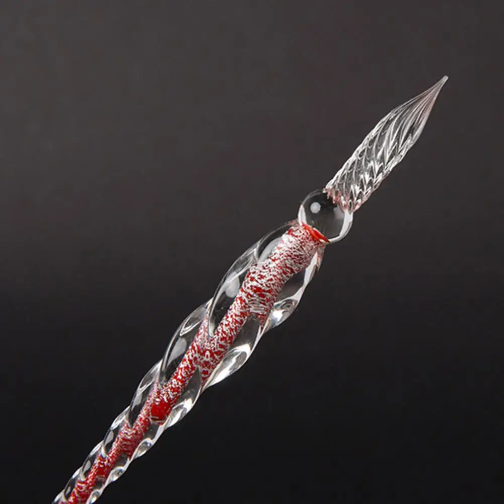 Glass Pen Glass Calligraphy Pen Set Smooth Ink Dipping Tool Beautiful Color Effects Writing Painting Threaded Design Dip Pen