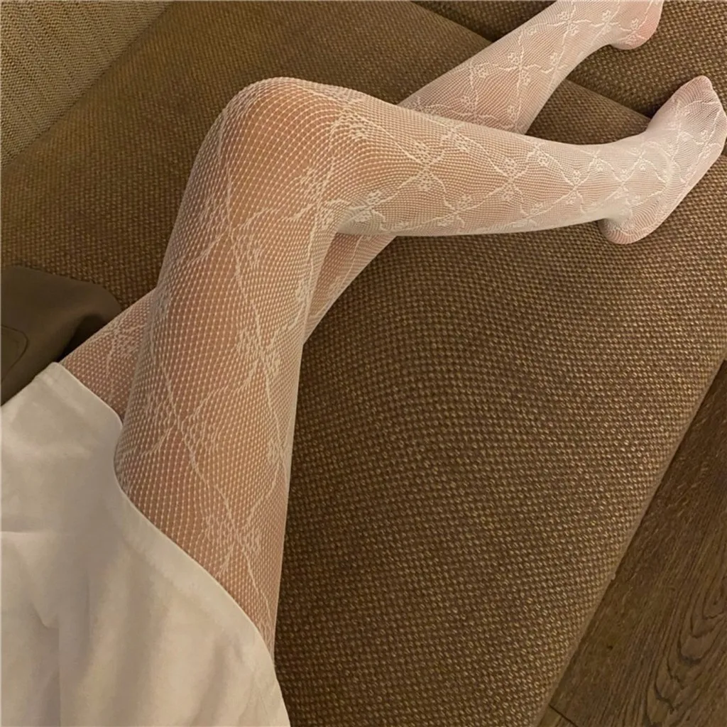 New Sexy Fishnet Stockings for Women Bow Pantyhose Flower Leopard Moon Black&white Color Leggings Long Socks