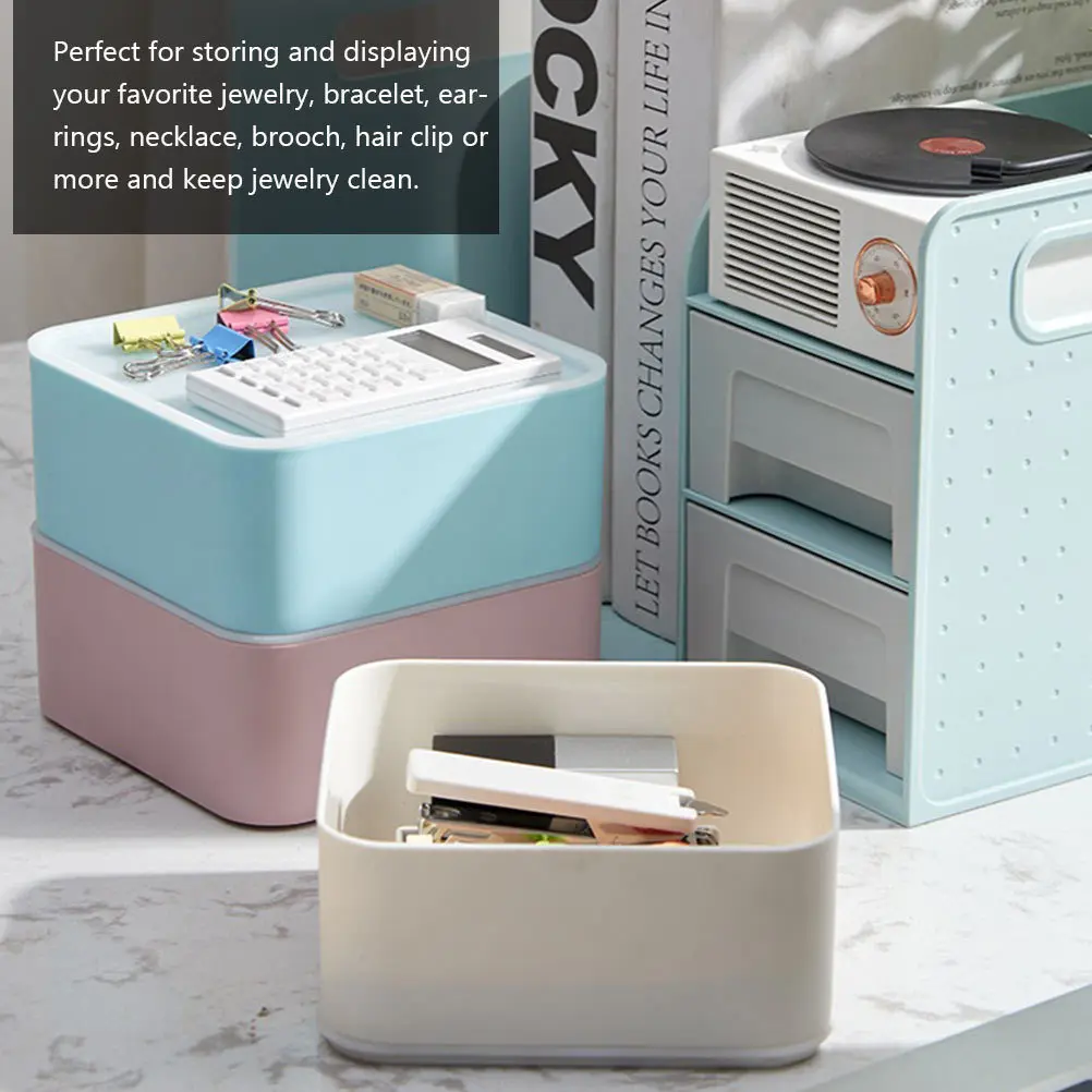 

3Pcs Plastic Storage Box Compact Lightweight Case for Jewelry Makeup Accessories Desktop Tidy Organizer Container