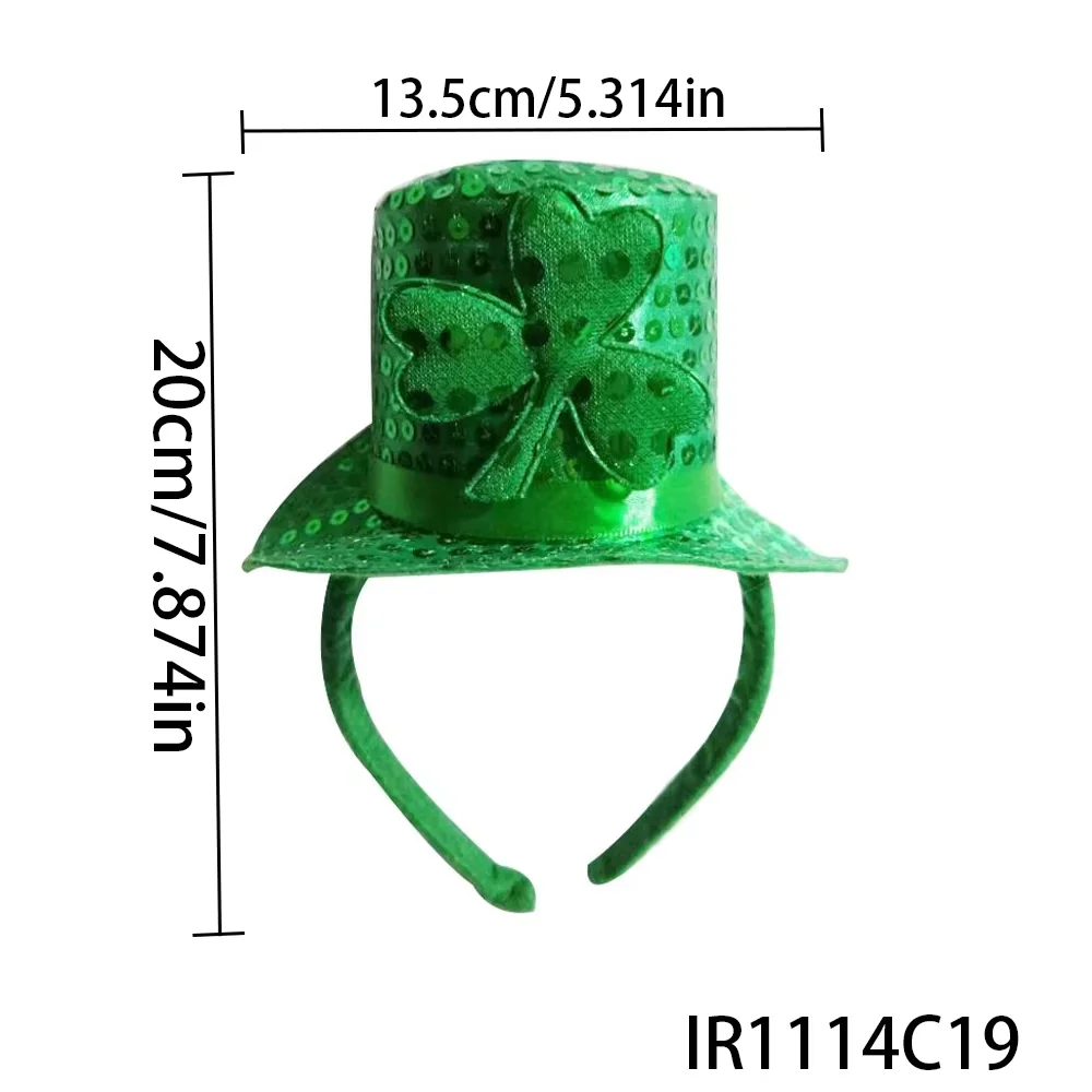 PESENAR Diadema con sombrero de copa de trébol brillante - Accesorio para fiesta del día de San Patricio
