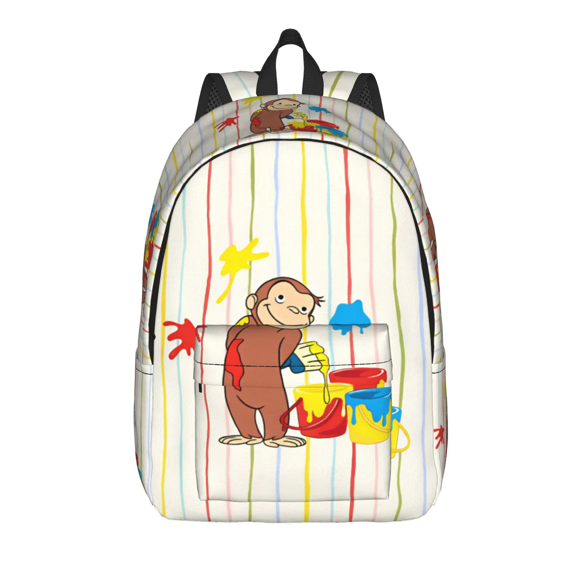 Curious George Monkey Backpack  Youth Polyester Cycling Backpacks Durable Kawaii High School Bags Rucksack