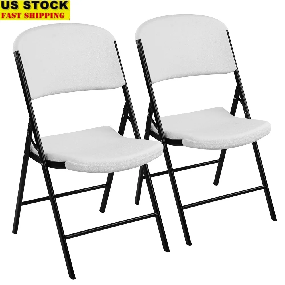 

Heavy Duty Folding Chair Set of 2 Portable Plastic Chairs with 500 Pound Capacity Non-Marking Feet Events Kitchen Outdoor Use