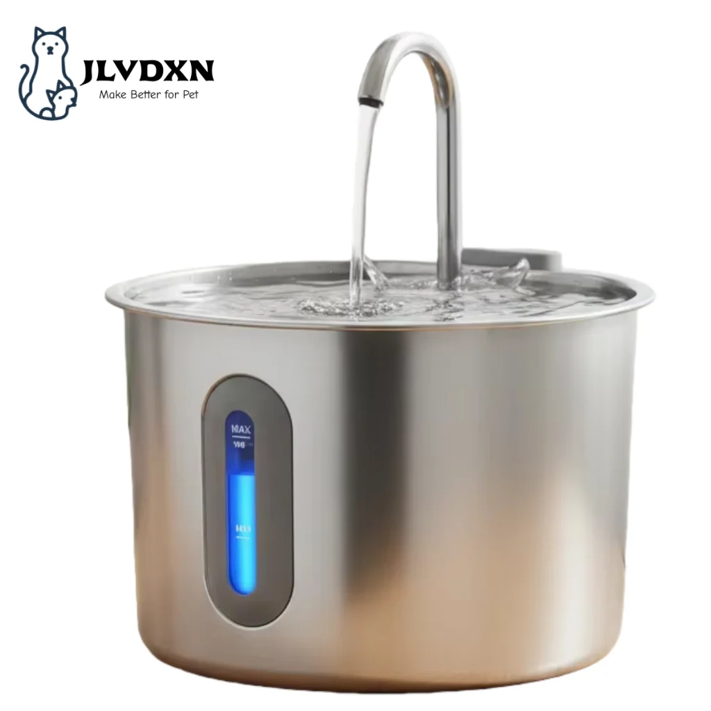 Pet Water Fountain for Cats 74oz/2.2L Stainless Steel Indoor Drinking Dispenser Free Standing Cat Water Fountain with Filter