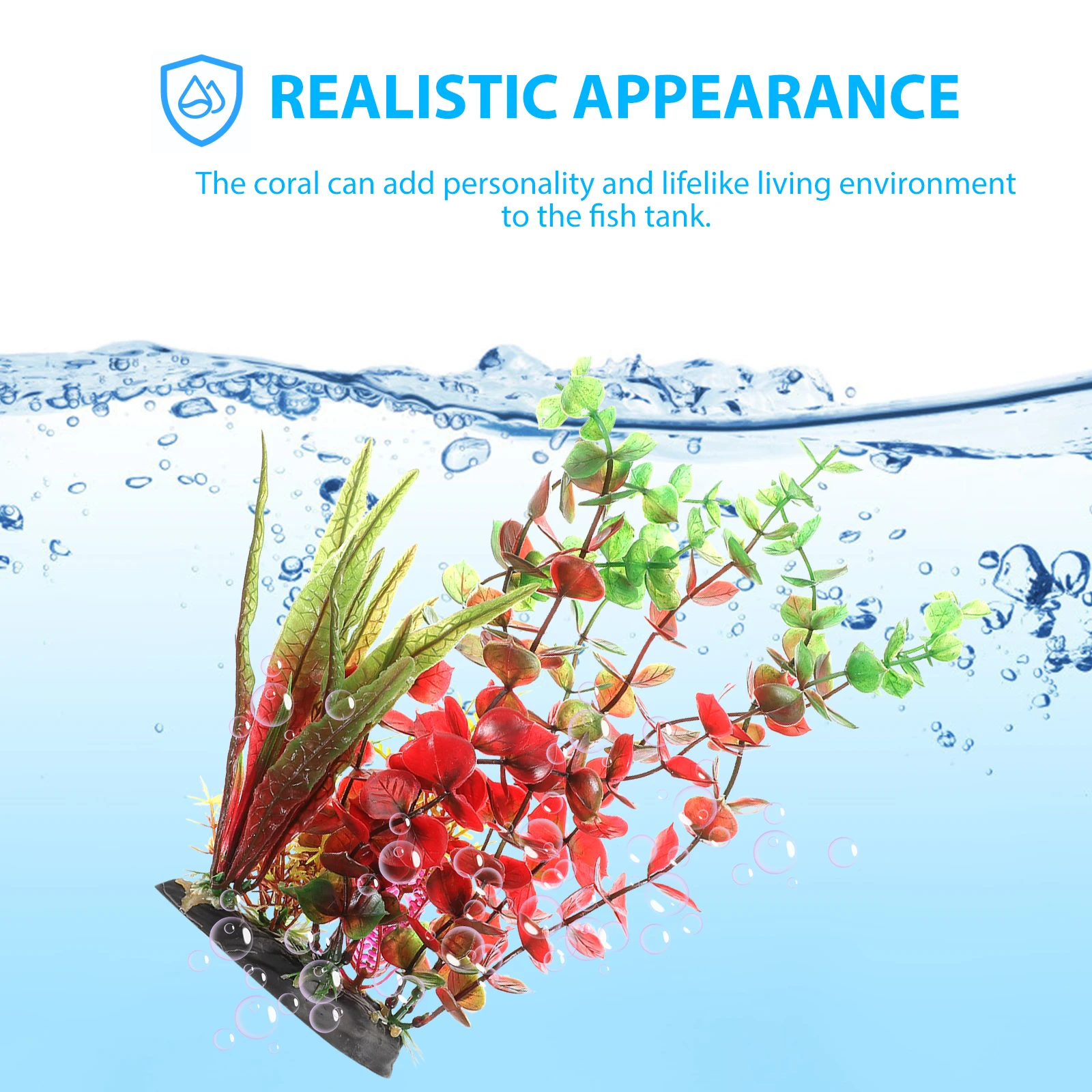 

2 Pcs Realistic Fake Plant Aquarium Decor Desktop Compact Plastic Water Plant Decorative for Fish Tank Household Aquatic