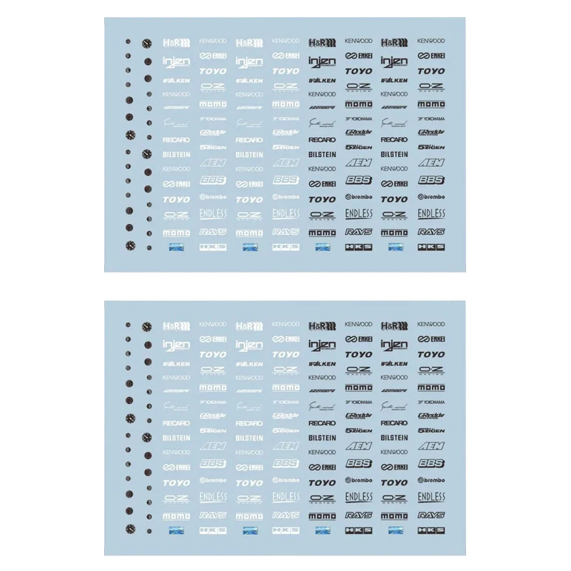 2PCS 1/24 Scale Model Car Water Slide Decals Dashboard/Body/Side Door Logos Markings Stickers for DIY Refitting Decordation