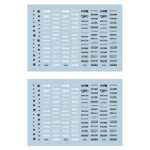 2PCS 1/24 Scale Model Car Water Slide Decals Dashboard/Body/Side Door Logos Markings Stickers for DIY Refitting Decordation