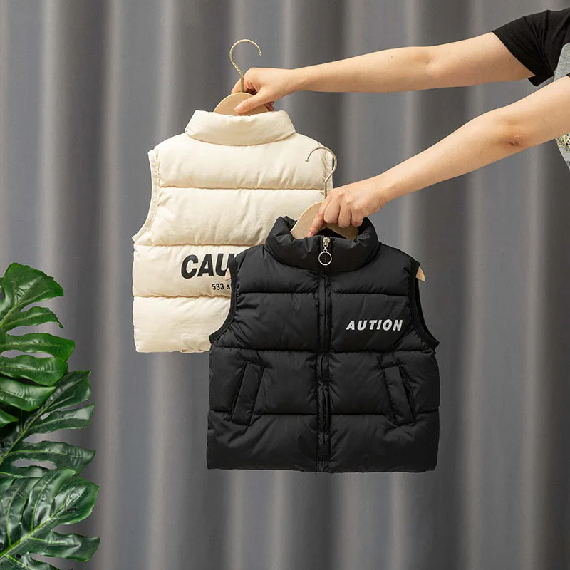 

Утепленный жилет для детей, Осень-зима, кардиган на молнии для маленьких девочек и мальчиков, верхняя одежда без рукавов, хлопковая куртка с карманами, теплая одежда