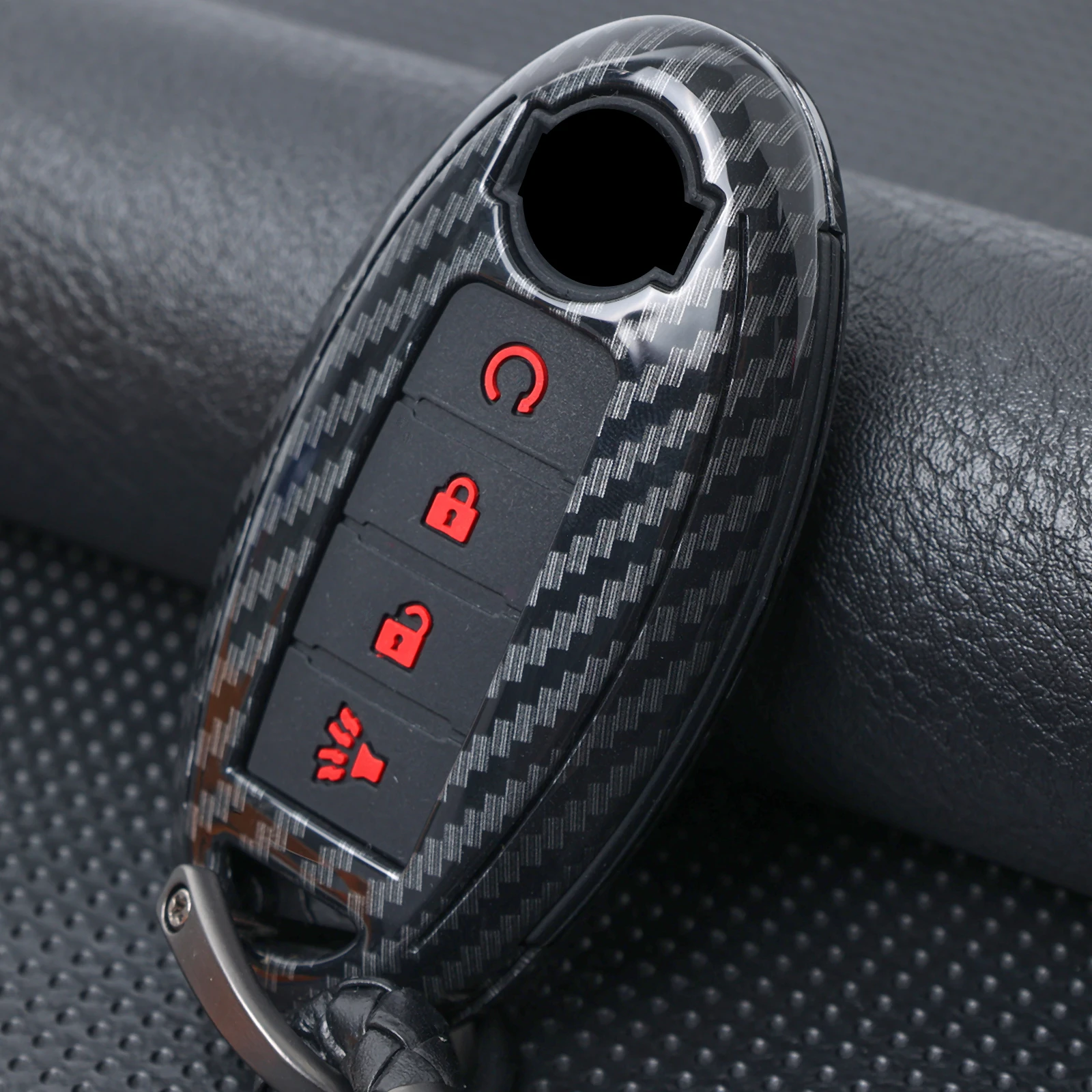 For Nissan Altima Maxima Murano Pathfinder Leaf Gtr Murano Rogue 2018 2017 2016 Carbon Fiber Remote Key Fob Case Cover 4 Button