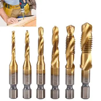 Grifo compuesto HSS, broca de rosca, máquina de tornillo, vástago, brocas, vástago hexagonal chapado en titanio