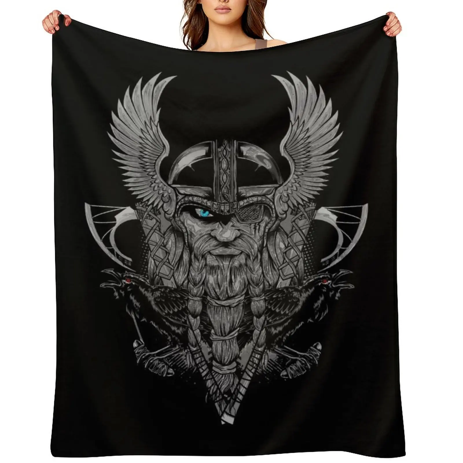 نورس الأساطير مع الغراب هوجين ومونين رمي بطانية القطبية أنعم الفراش الصيف الشتاء أسرة البطانيات #1