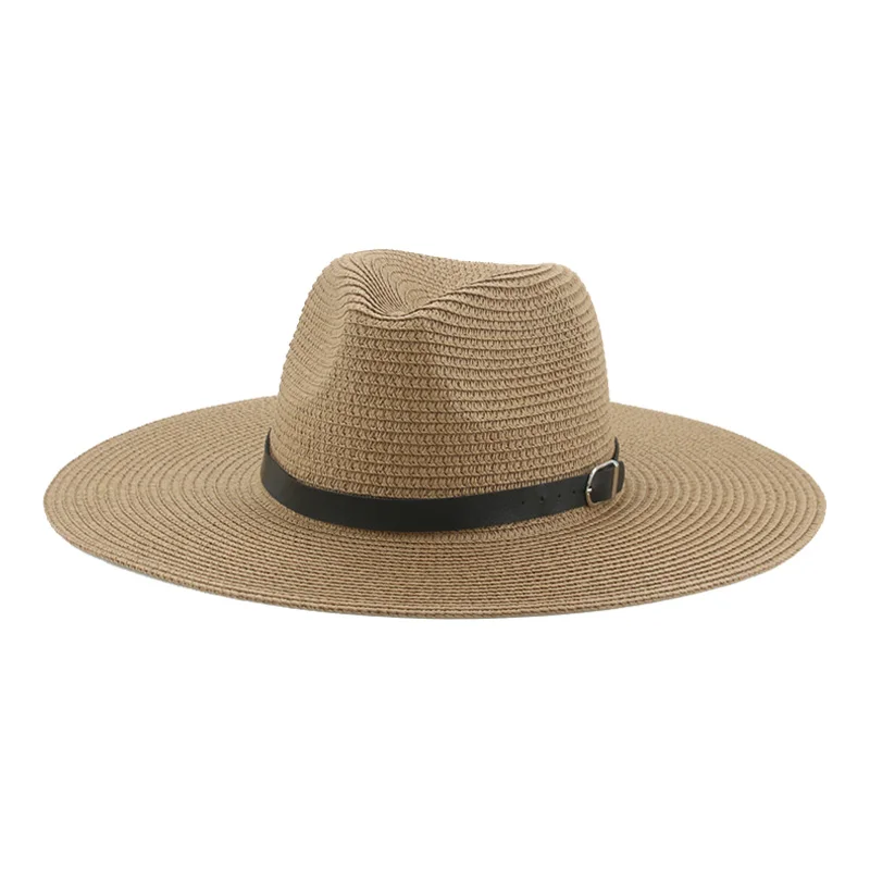 Hats for Women Sun Hat Straw Summer Spring Big Brim 11cm Solid Khaki Black Summer Hat Beach Sun Protection Chapeu Feminino Praia