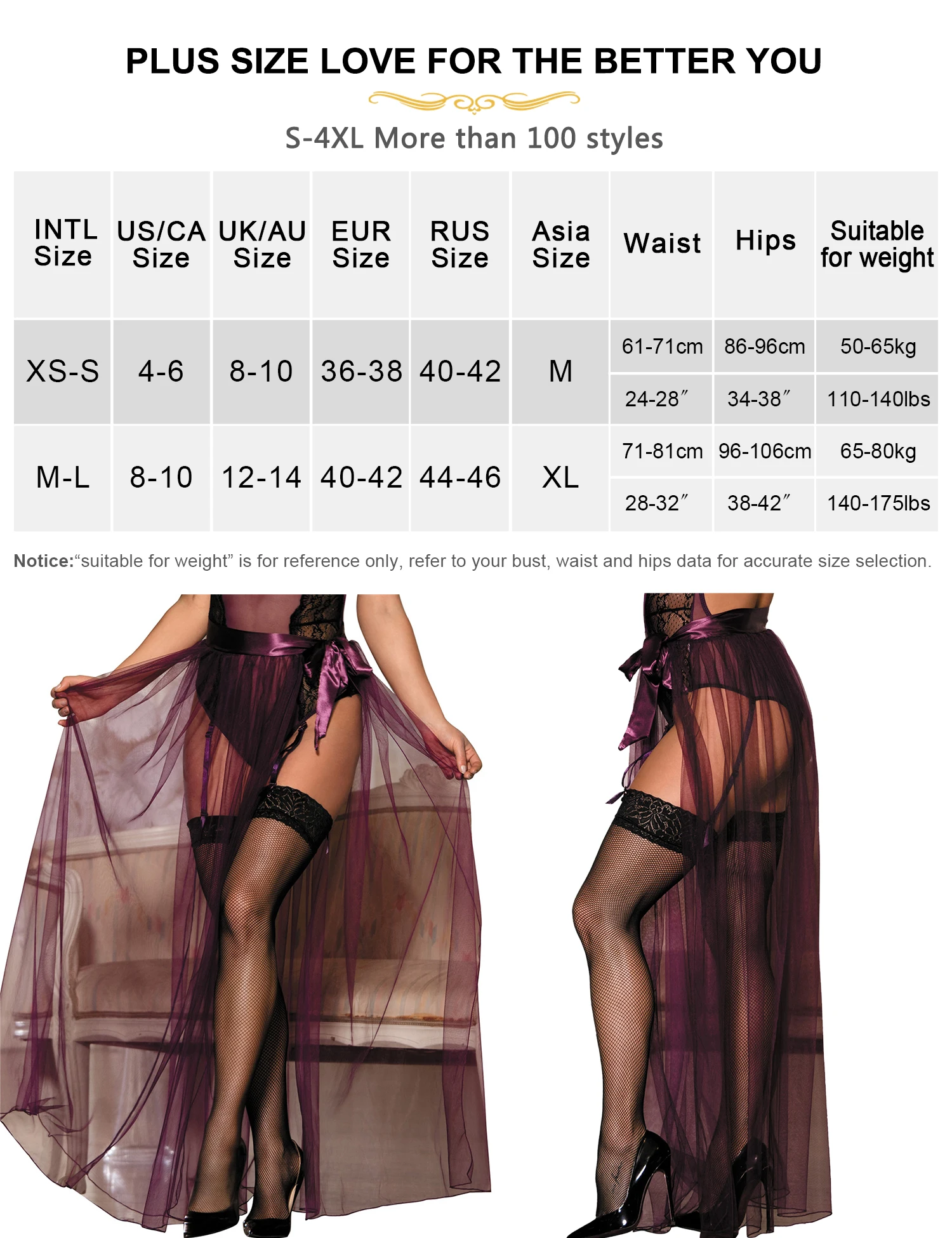 Ohyeahlady Women\'s Long Skirt Solid Purple Mesh Ruffles Transparent Night Dresses Sleepwear Breathable Sexy Lingerie with Ribbon