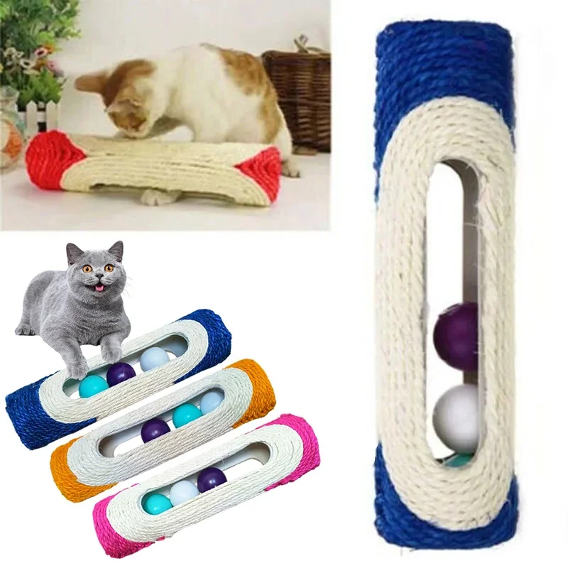 

Cat Natural Sisal Roller Toy Game Interactive Rolling Ball Cat Scratch Board Pet Cat Kitten Educational Fun Paw Grinding Toy