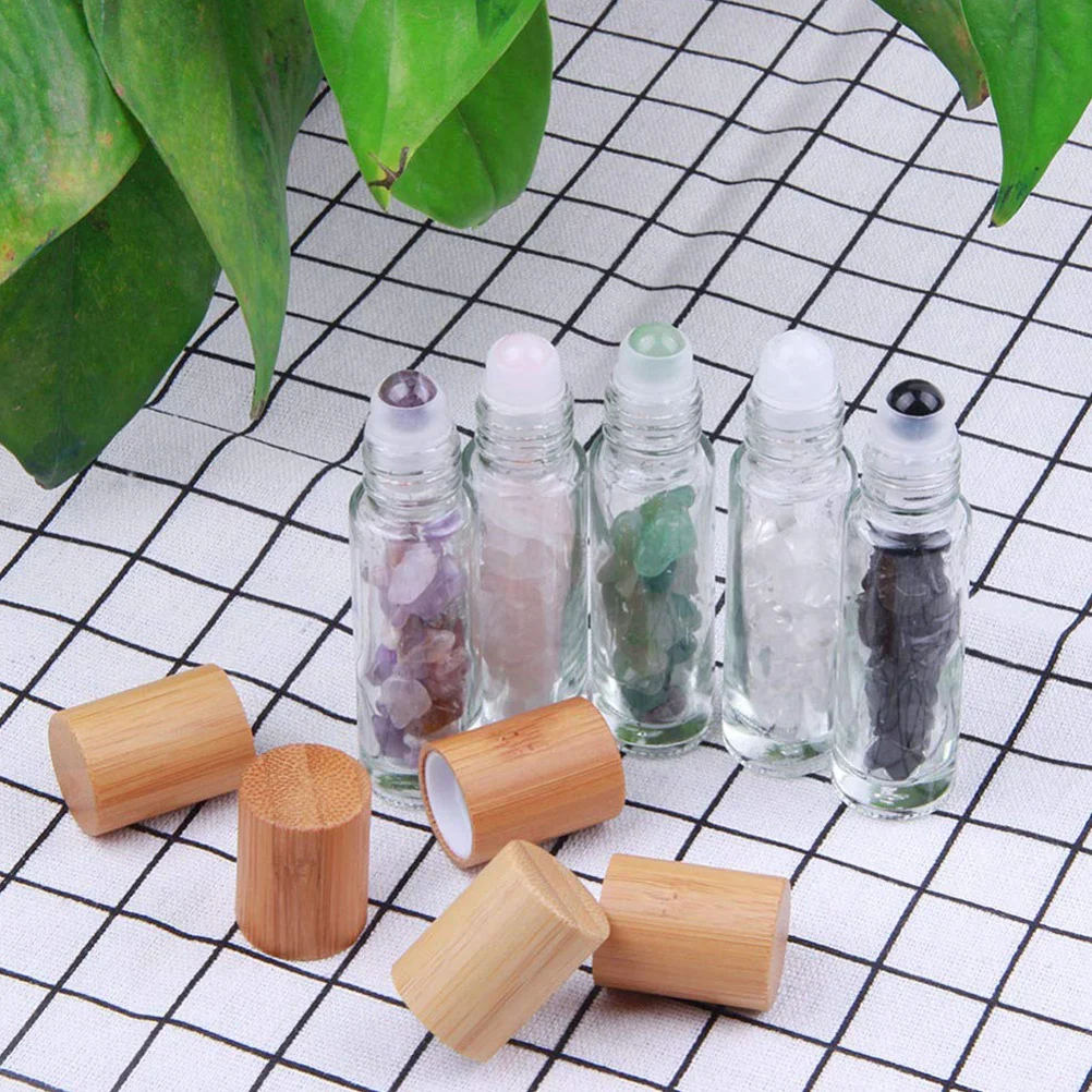 

3Pcs Natural Crystal Roll-on Bottles for Essential Oils DIY Beauty Liquids Leakproof Roll-on Bottle Portable Makeup