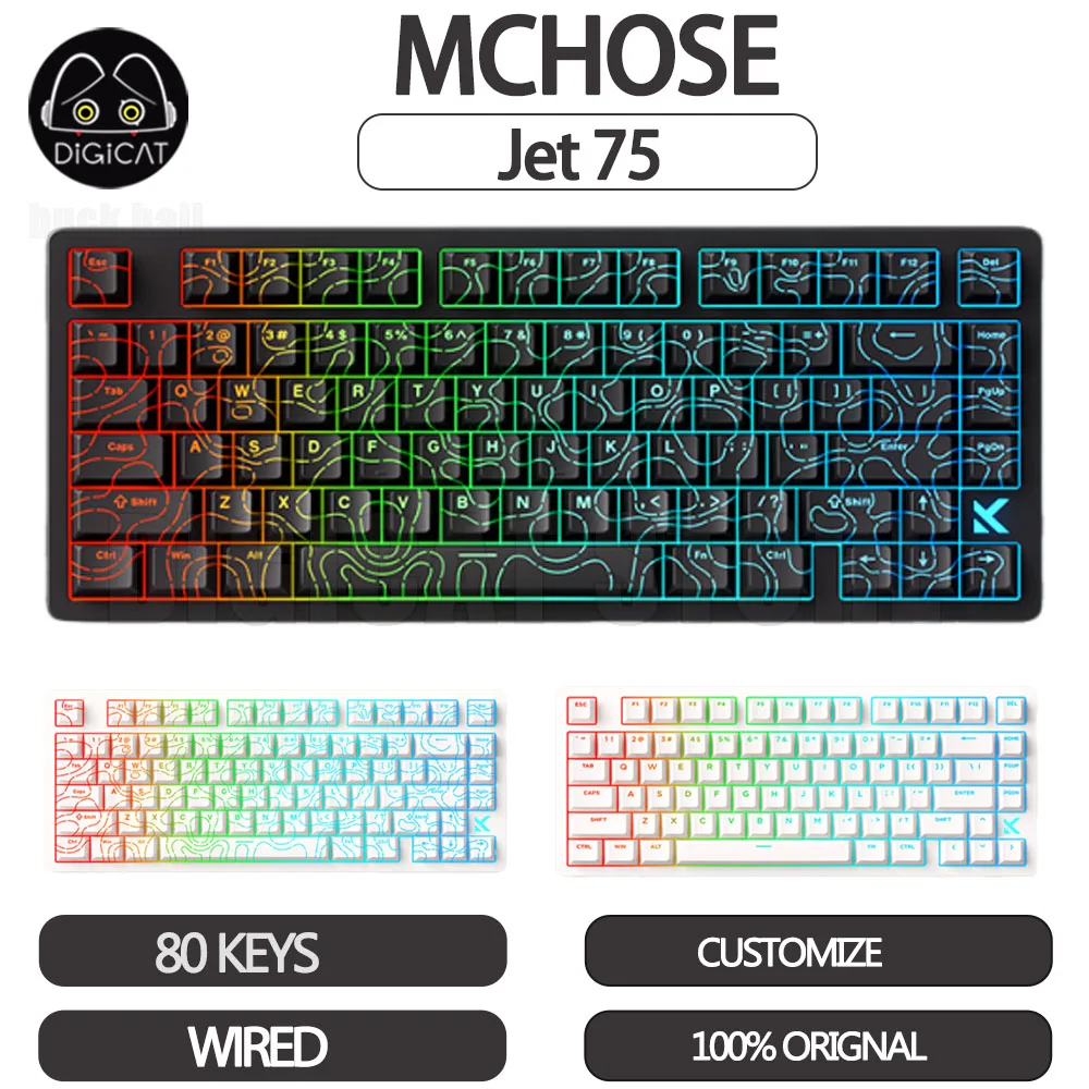 

Механическая клавиатура Mchose JET75, магнитный переключатель, прокладка с возможностью горячей замены 8 К, RGB JET 75, игровая клавиатура для киберспорта, аксессуары для ПК на заказ, подарок