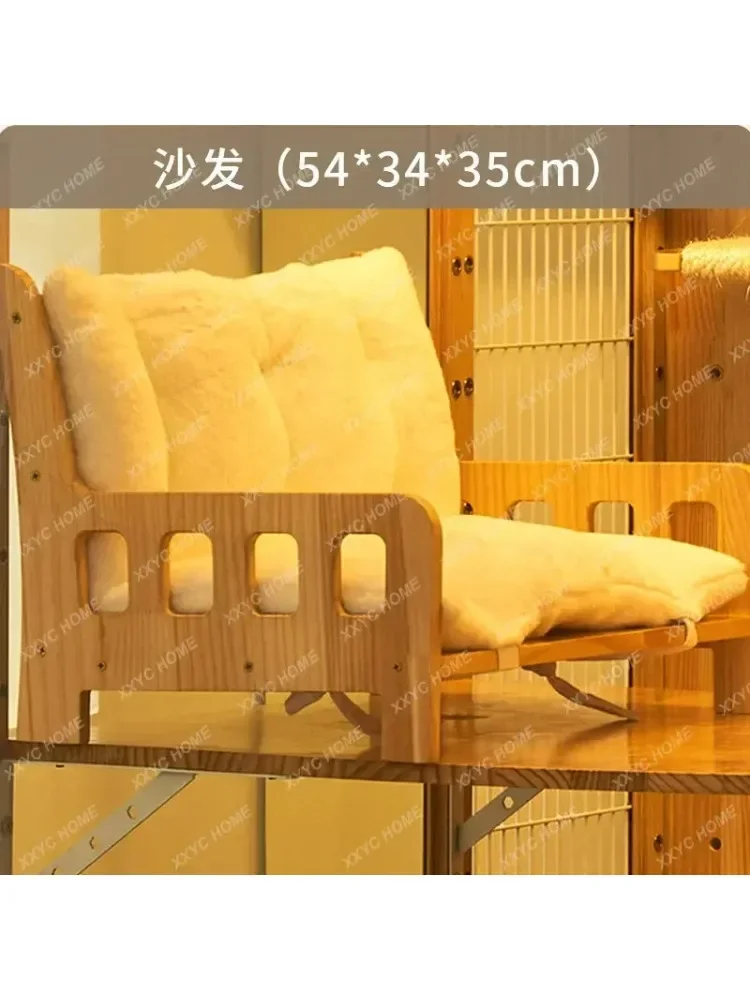 Cat Villa Luxury Interior Springboard Cat Climbing Column Solid Wood Cat Nest Hammock Cat Sofa