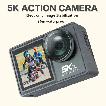 Remote Control 5K WiFi Anti-shake Action Camera 4K 60FPS Dual Screen 170° Wide Angle 30m Waterproof Sports Camera with Remote Control