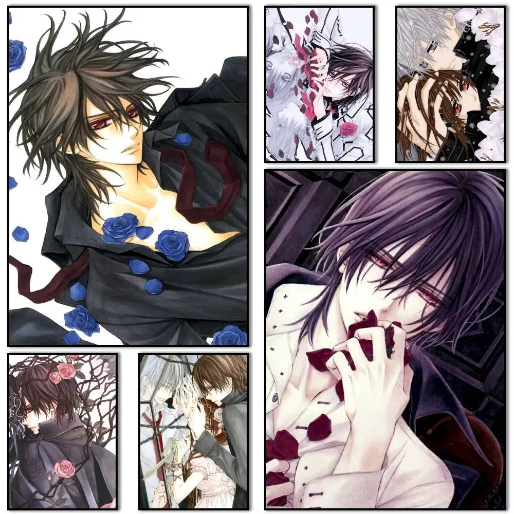 Retor Anime Vampire Knight Poster Self-adhesive Art Waterproof Paper Sticker Coffee House Bar Room