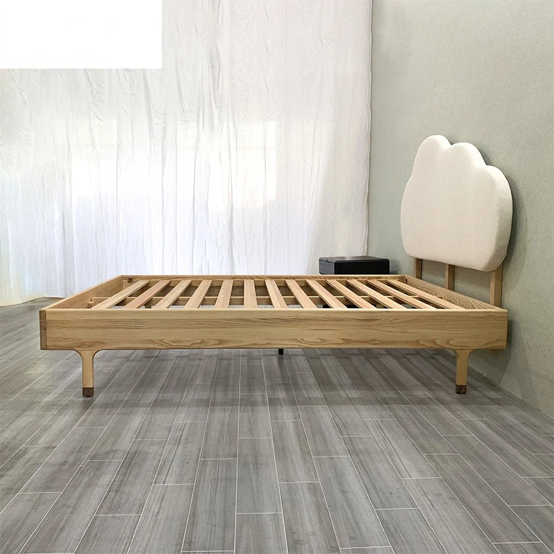 

Custom Nordic simple ash solid wood kids bed girl princess bed kids room single bed 1 .8m log cloud bed