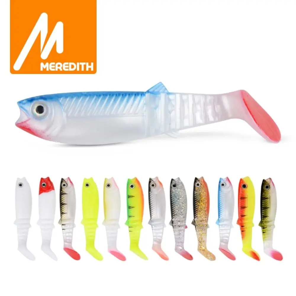 5PCS 10.5g 10cm Fishing Lure Artificial Bait T Tail 3D Eyes Artificial Soft Lures Bleak Paddle Tail Cannibal Fishing Soft Lures