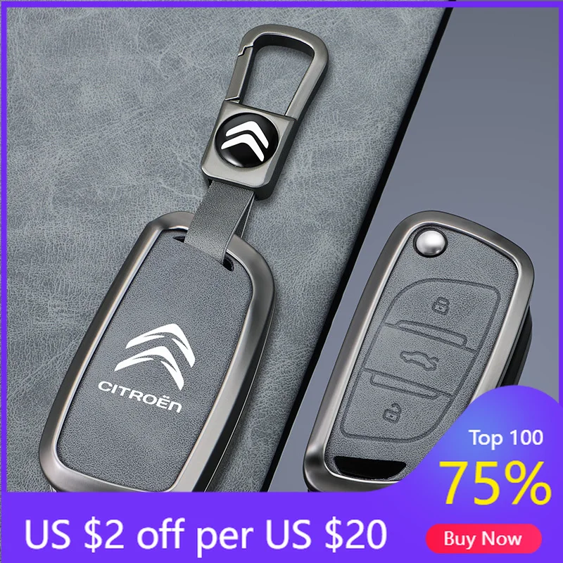 

Новинка 2026: Защитный чехол для выкидного ключа (брелока) из цинкового сплава и кожи для Citroen C1, C2, C3, C4, C5, XSARA PI