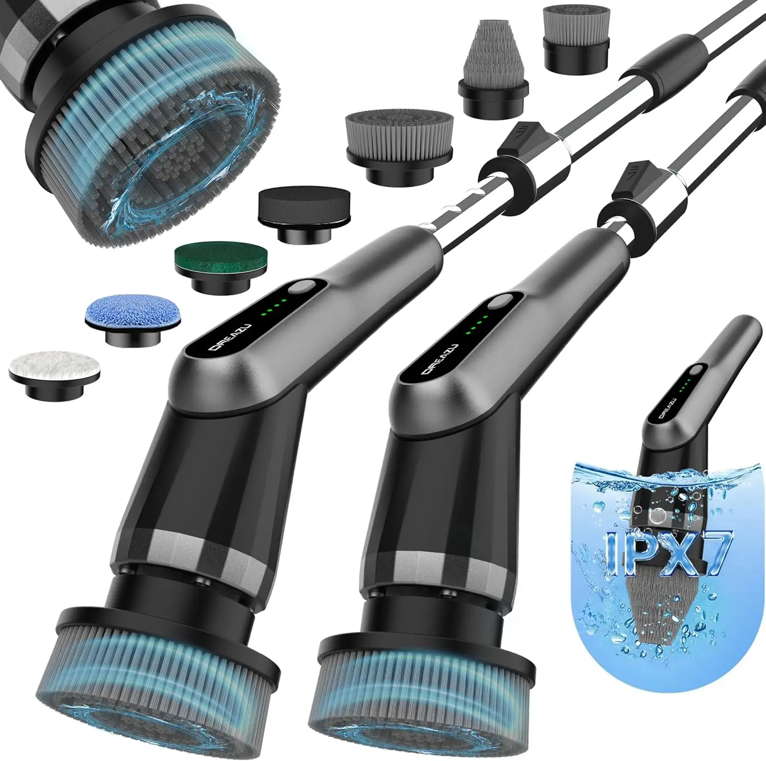 G2-Pro Electric Spin Scrubber - Upgraded 10-in-1 Scrubber Brush Electric, Retractable Handle & 2-Speed for Bathroom, Bathtub, Ki