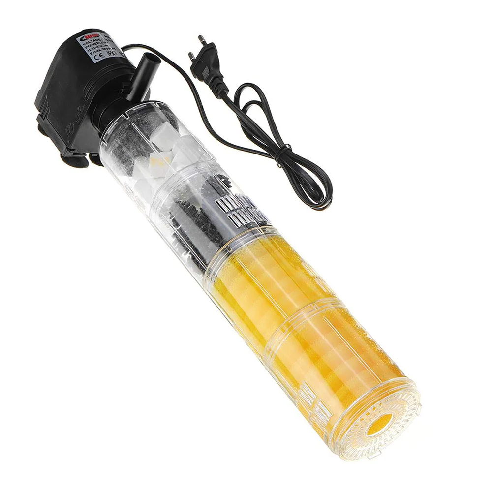 

3 in 1 Fish Tank Corner Filter Submersible Pump Bio Filter Internal Air Driven for Freshwater Marine Aquarium Eu Plug