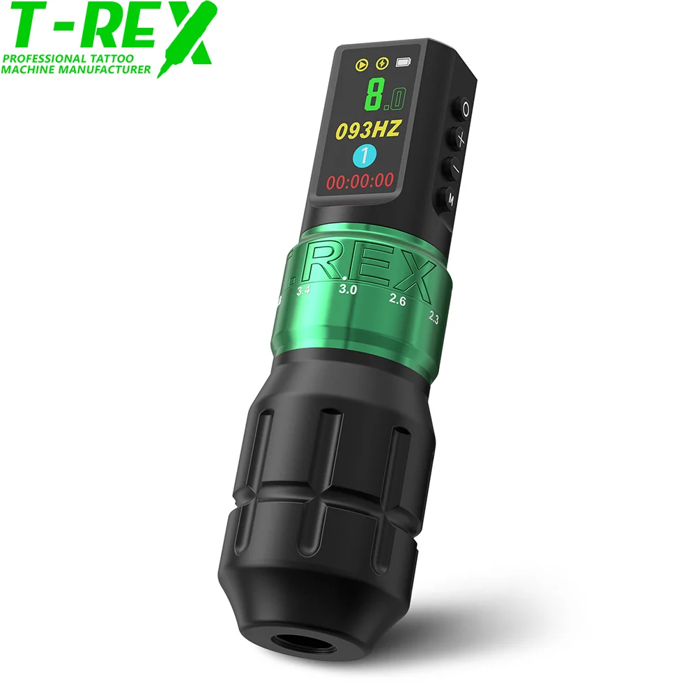 T‑Rex Wireless Tattoo Machine Pen 2.3‑4.2mm Adjustable Stroke Rotary Tattoo Pen with LED Display for Lining Shading Tattoo Artis