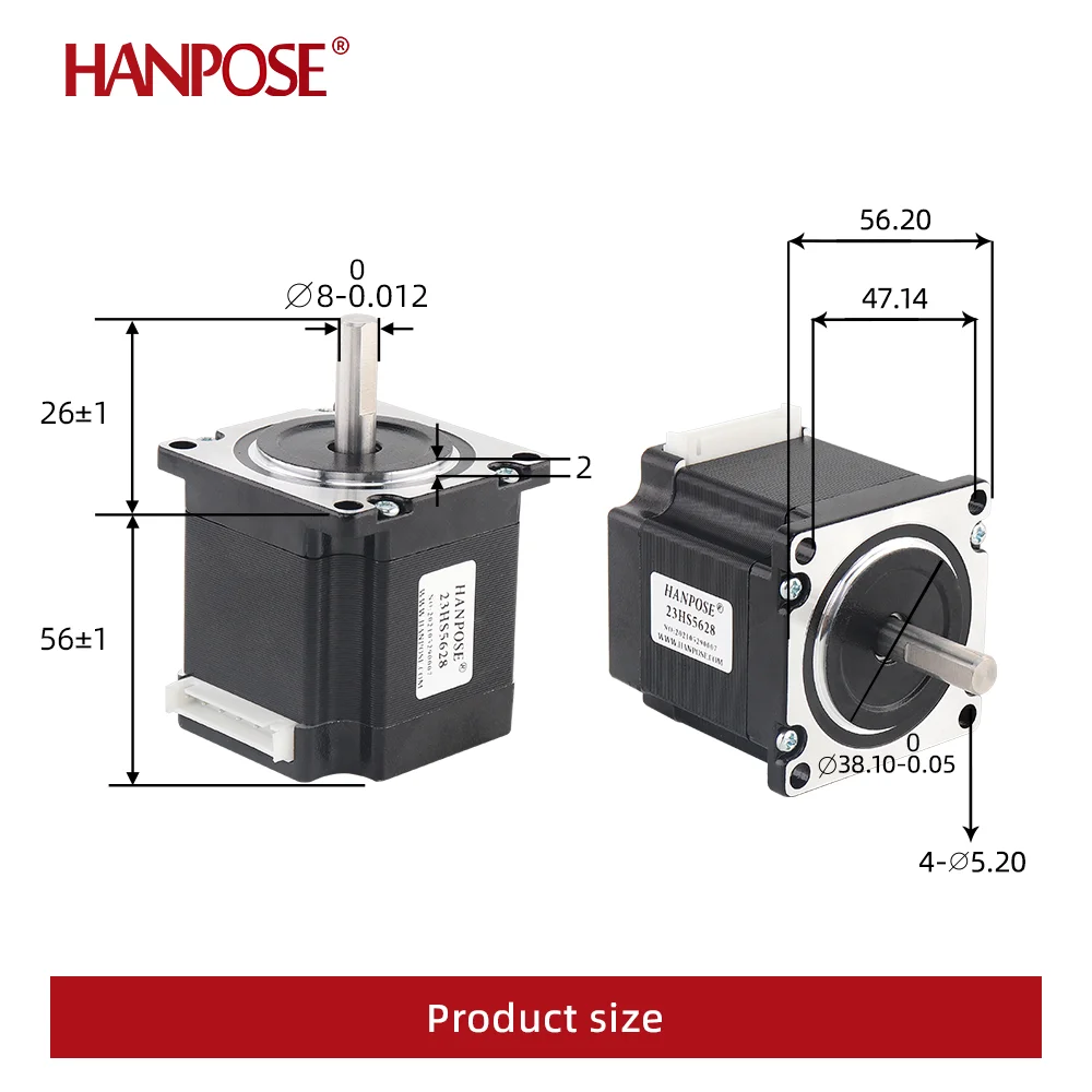 HANPOSE Nema 23 Stepper Motor 23HS5628 Shaft 8mm motor 4-lead  57 Series motor 2.8A 126N.cm For 3D Printer Monitor Equipment