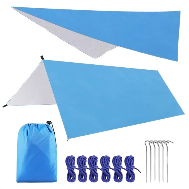 Ultralight Compact Camping Tarp Water Resistant Sun Shelter Multi Purpose Outdoor Canopy Portable Windproof Protective Layer