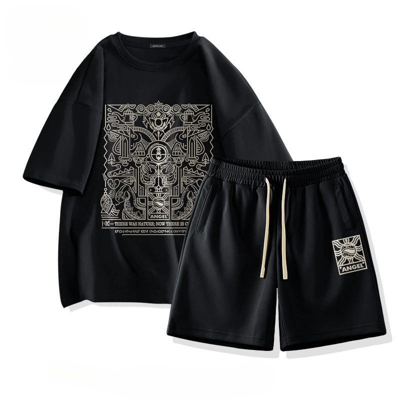 

Sports Suit Men's 2025 Summer New Cotton Short-sleeved Two-piece Set Casual Plus Size Men's Clothing Tracksuit Clothes for Men