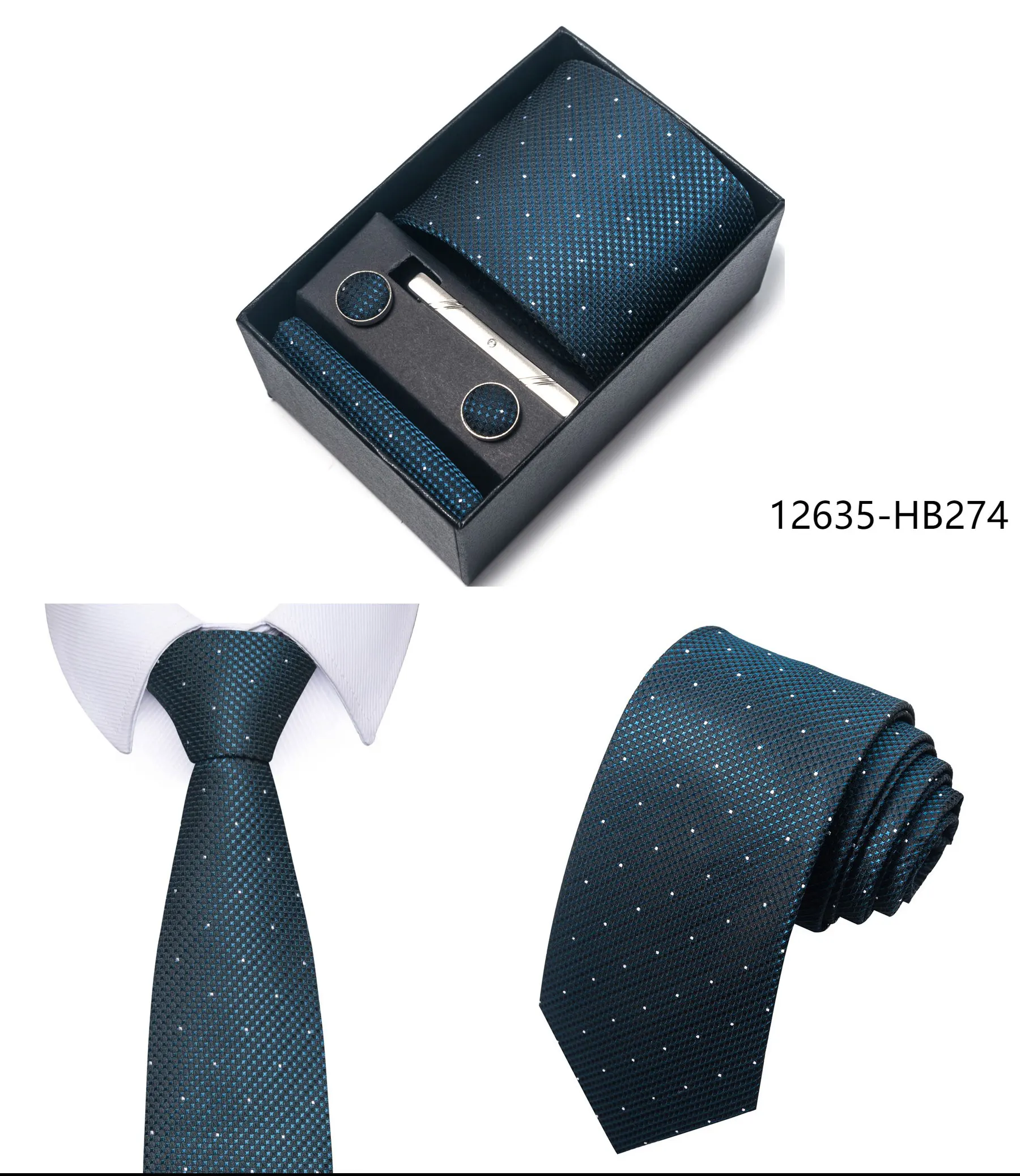 High Grade Holiday Gift Box Brand 8 cm Blue Paisley Tie Handkerchief Cufflink Set Men Necktie Clothing Accessories Birthday Gift