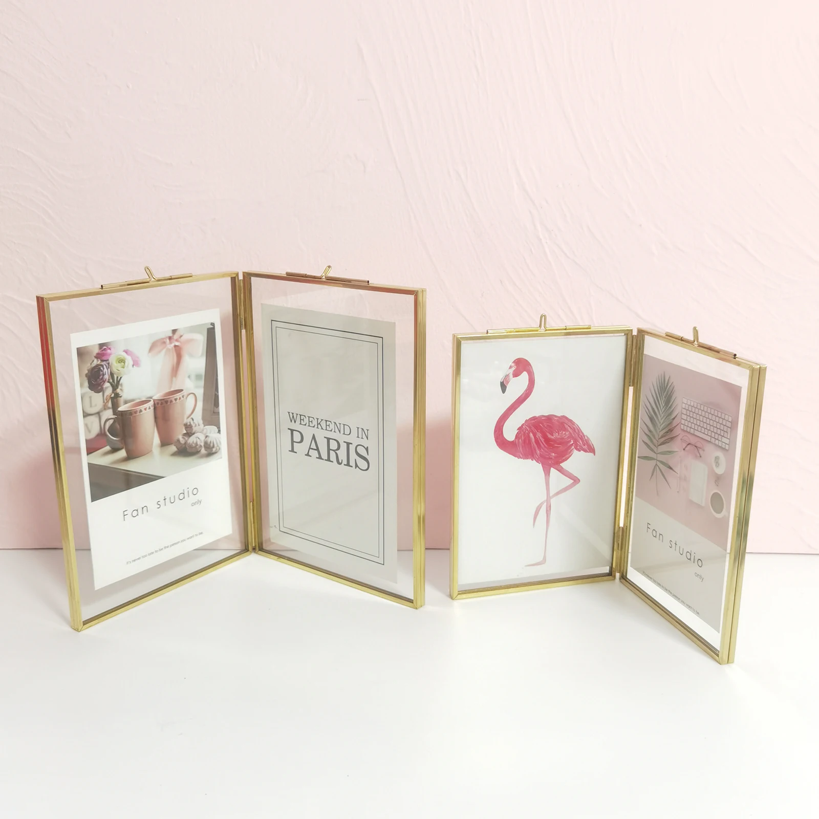 Hanging Photo Frame Creative Rectangle Shape Photo Display Frames Double Sided Clear Glass Picture Framef or Hanging Home Decor