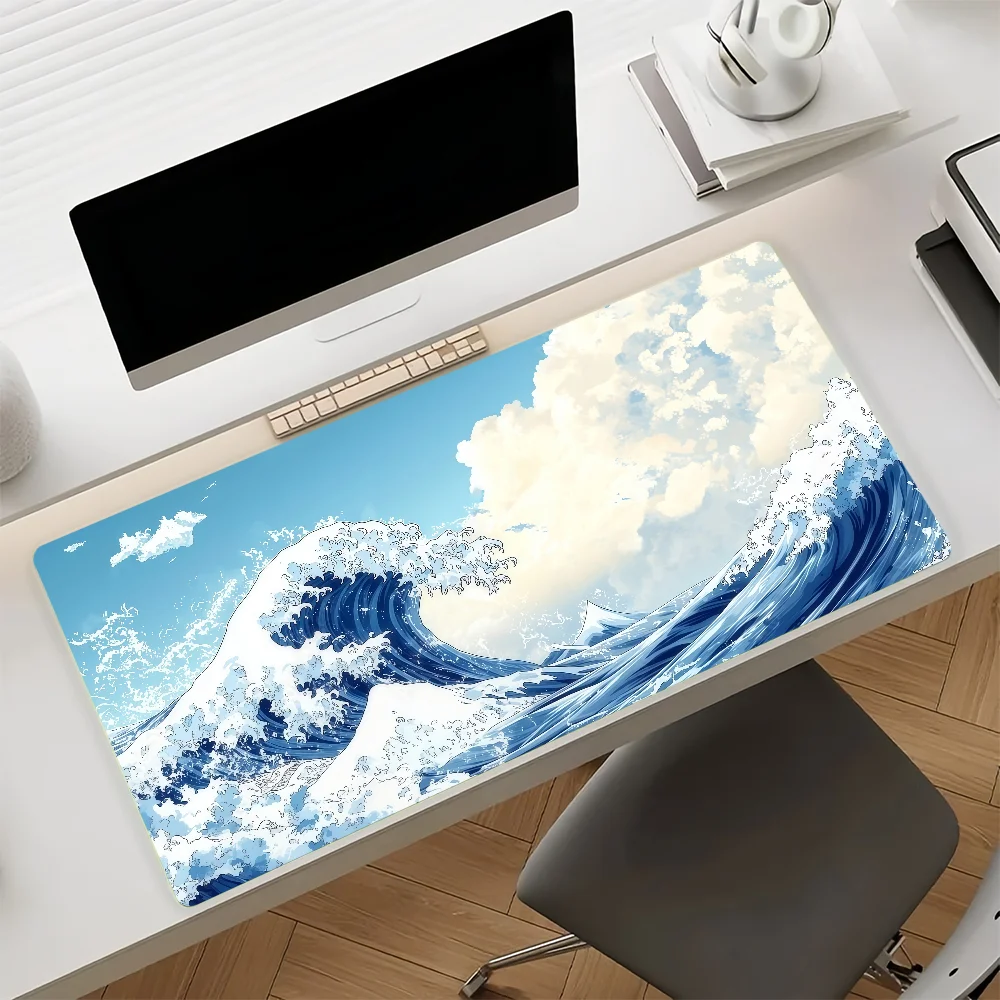 Kanagawa Art Great Waves Cartoon Mouse Pad Anti Slip Rubber Edge Locked Thickened Laptop Gaming Desk Mat