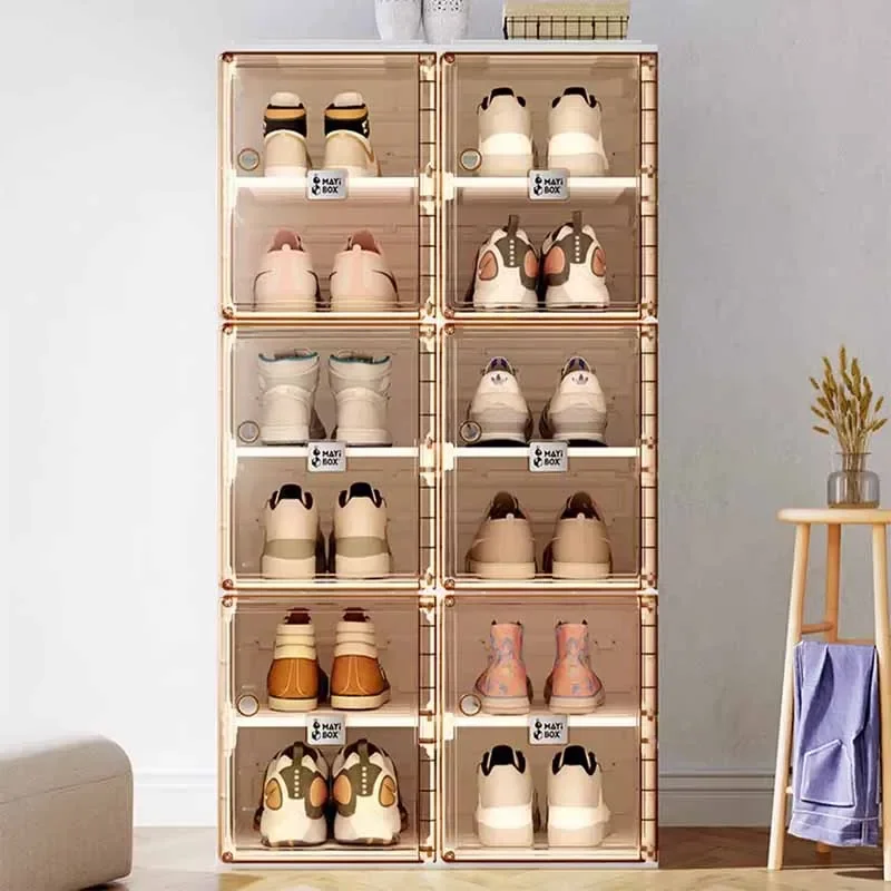 Transparent Vertical Shoe Cabinets Multilayer Simple Organizer Hall Balcony Shoe Rack Hallway Dust Proof Scarpiere Furniture