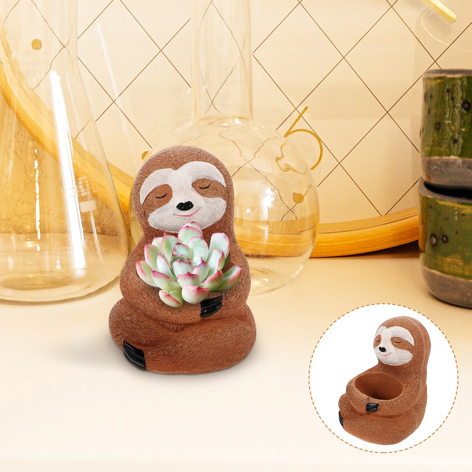 

Sloth Resin Flower Pot Desktop Planter Decorative Sloth Vase Indoor Plant Pot Garden Balcony Plant Container Resin Planter