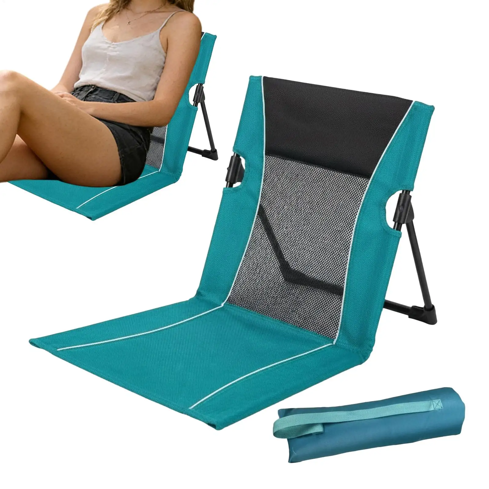 Low Beach Chair Foldable Poolside Lounge Seat with Carry Bag Lounge Chairs for Poolside for Tanning Traveling Camping Picnic