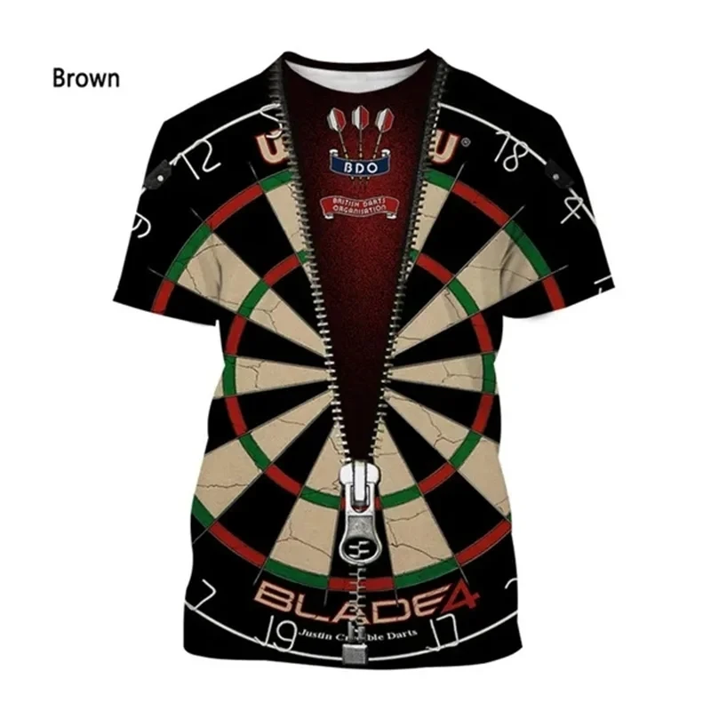 Summer Fashion New Dart Board Throwing Game Men\'s T-shirt Cool Street O-Neck Comfortable Plus Size Short Sleeve Top