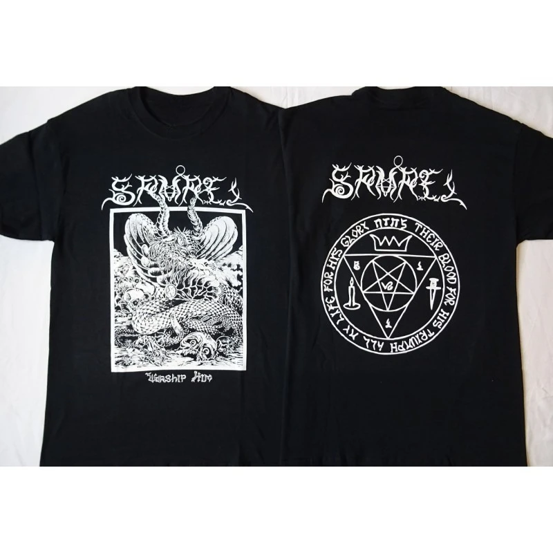 SAMAEL عبادة له تي شيرت رجالي كم قصير قطن تي شيرت عتيق شريط معدني بلايز Y2k ماركة تي شيرت الصيف الرجال النساء الملابس #1
